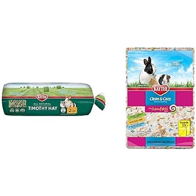 Kaytee All Natural Timothy Hay, 2 lb Clean & Cozy Confetti Bedding, 49.2 Liter Bundle