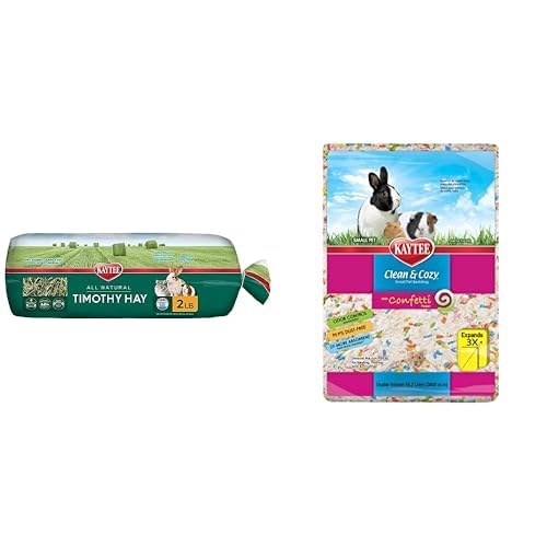 Kaytee All Natural Timothy Hay, 2 lb Clean & Cozy Confetti Bedding, 49.2 Liter Bundle