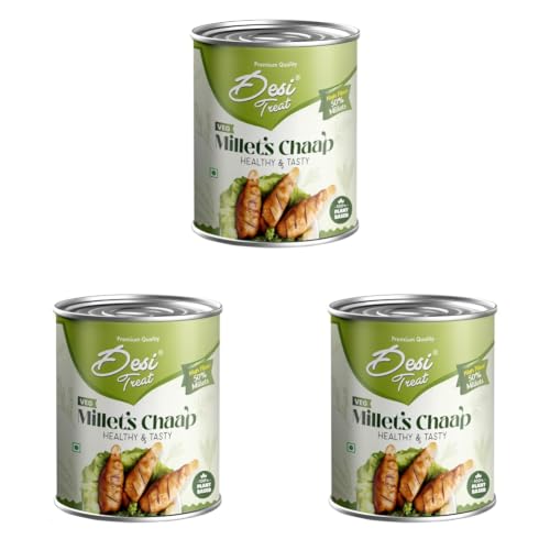 Image of Desi Treat Veg Millets Chaap | Plant-Based Protein Rich Millet Chaap | Ready to Cook Vegetarian Delight | Ideal for Curry, Tikka, Snacks & Gravy Dishes (800g Pack) (Pack of 3)