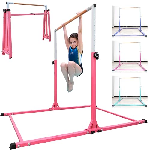 Image of Seliyoo Foldable Gymnastics Bar for Kids Teens Ages 3-18, 5FT /6FT Kip Training Bar -Sturdy Base for Home Training,Adjustable Height 35 inch to 59 inch for, 400 LBS Capacity,Anti-Slip Base & Easy Assembly