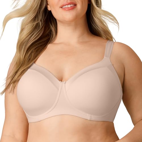 PLAYTEX Women's Wireless Balconette, Plus Size Bras Available, Full Coverage, 4-Way Support, Moisture-Wicking