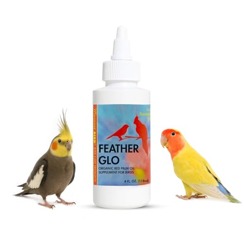 Morning Bird Feather Glo 4 oz – Cold Pressed Red Palm Oil - Natural Vitamin A & E Supplement for Birds – Supports Feather Shine, Skin Health & Immunity – Vitamin & Energy Boost for All Bird Types