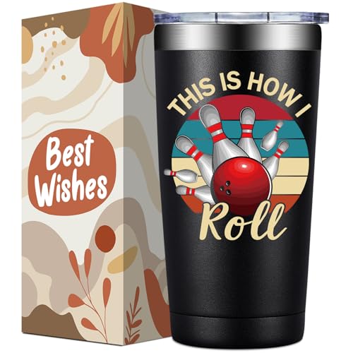 Loecuxe Bowling Gifts for Men Women - Bowling Ball Lovers Gifts - This is How I Roll Tumbler Cup 20 oz