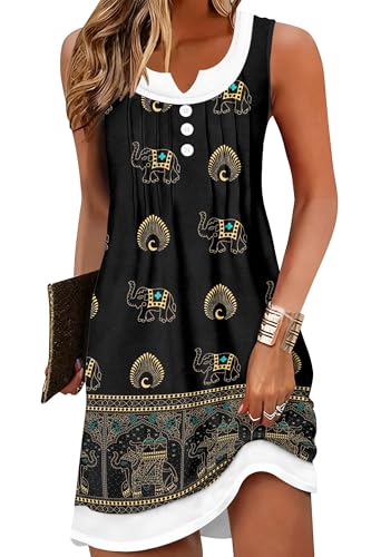 ETCYY Beach Dresses for Women 2026 Vacation Swimsuit Coverup School Teacher Summer Dress Button Down Sleeveless Boho Sundress