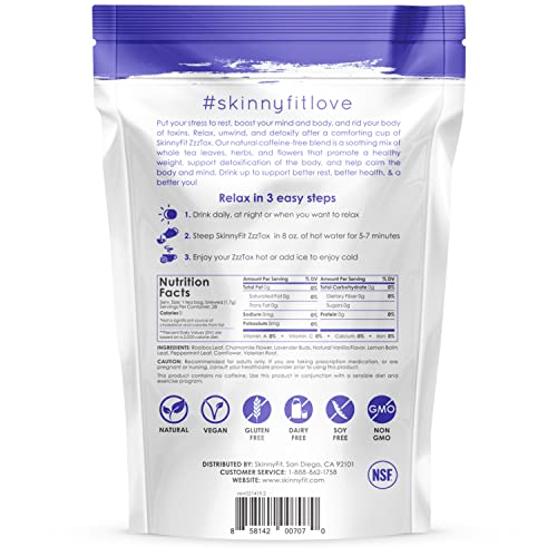 Skinnyfit Zzztox Nighttime Detox Tea: Caffeine-Free, All-Natural, Laxative-Free, Chamomile, Lavender, Vegan, Supports Weight Loss, Helps Fight Toxins, Restful Sleep, Non-Gmo, 28 Servings #TOP2