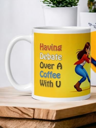 Image of Better Gift Flowers Tug of War Coffee Mug, Round Shaped Multicolor Themed Coffee Mugs, Mug for Gifting, Gifting Items for Family, Friends & Closed Ones