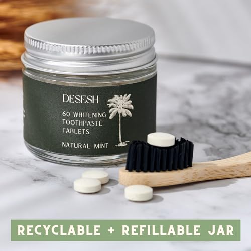 120-Whitening-Toothpaste-Tablets-2-60-Count-Glass-Jar-Value-Bundle-US-Made-Natural-Mint-Flavor-Fluoride-Free-with-Hydroxyapatite-TSA-Compliant-Foam-Instead-of-Fizz