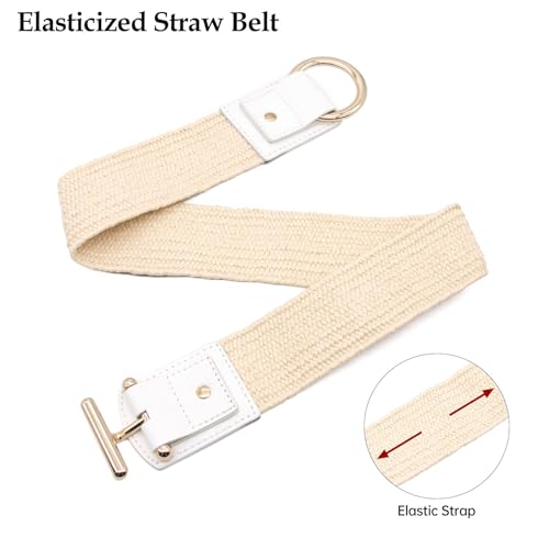 Long Keeper Straw Woven Elastic Belt for Women Ladies Bohe Stretch Waist Belt for Dresses With Gold Buckle Wide Waistband4