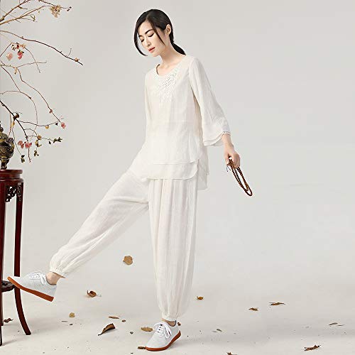 KSUA Traje feminino de algodão de tecido Kung Fu de algodão com uniforme de tai chi, tamanho P/etiqu