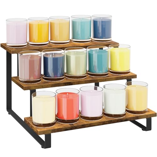 ELITEROO 3 Tier Wooden Display Riser Stand, Portable Products Display Shelf, 3 Step Straight Display Rack for Retail Tabletop, Countertop, Craft Shows, Farmers Market, Tradeshows, Vendors