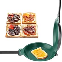Double Sided Frying Pan, Green Non-stick Ceramic Coating Flip Frying Pan Pancake Maker Ceramic Coating Bread Egg Pot Household Kitchen Cookware