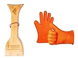FEROS KIT (2 Items!) Safer Scraper Wood BBQ Wooden Grill Cleaner and Best Silicone Heat Resistant Grill Gloves Oven Mitts for Grilling and Kitchen Buy Together & Save!