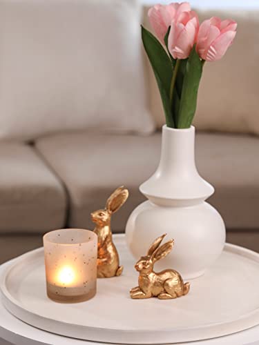 Dn Deconation Resin Gold Bunny Decor Rabbit Figurines, Small Easter Bunny Figurine Set Of 3, Vintage Easter Rabbit Statue Table Home Decoration #TOP2