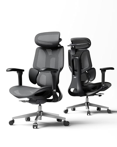 Image of Hbada E3 Air Ergonomic Office Chair, 3-Zone Lumbar Support, Comfy Home Office Chair with Auto Recline, 4D Headrest & Armrests, 140° Tilt for Work & Relax, Pure Black