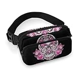 Dyscalibro Riñonera ajustable para correr, caminar, senderismo, Calavera de azúcar rosa, 20x13cm