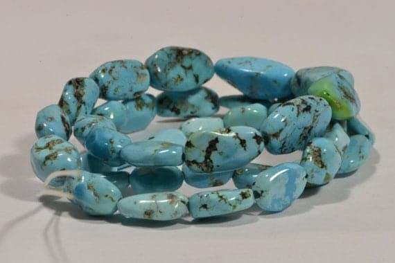 LKBEADS Nevada niebieski turkusowy progresywny sznurek koraliki bryłki turkusowe koraliki naturalny kamień szlachetny koraliki materiały do produkcji biżuterii 40 cm sznurek 14,5 x 6,8 x 5,6 mm