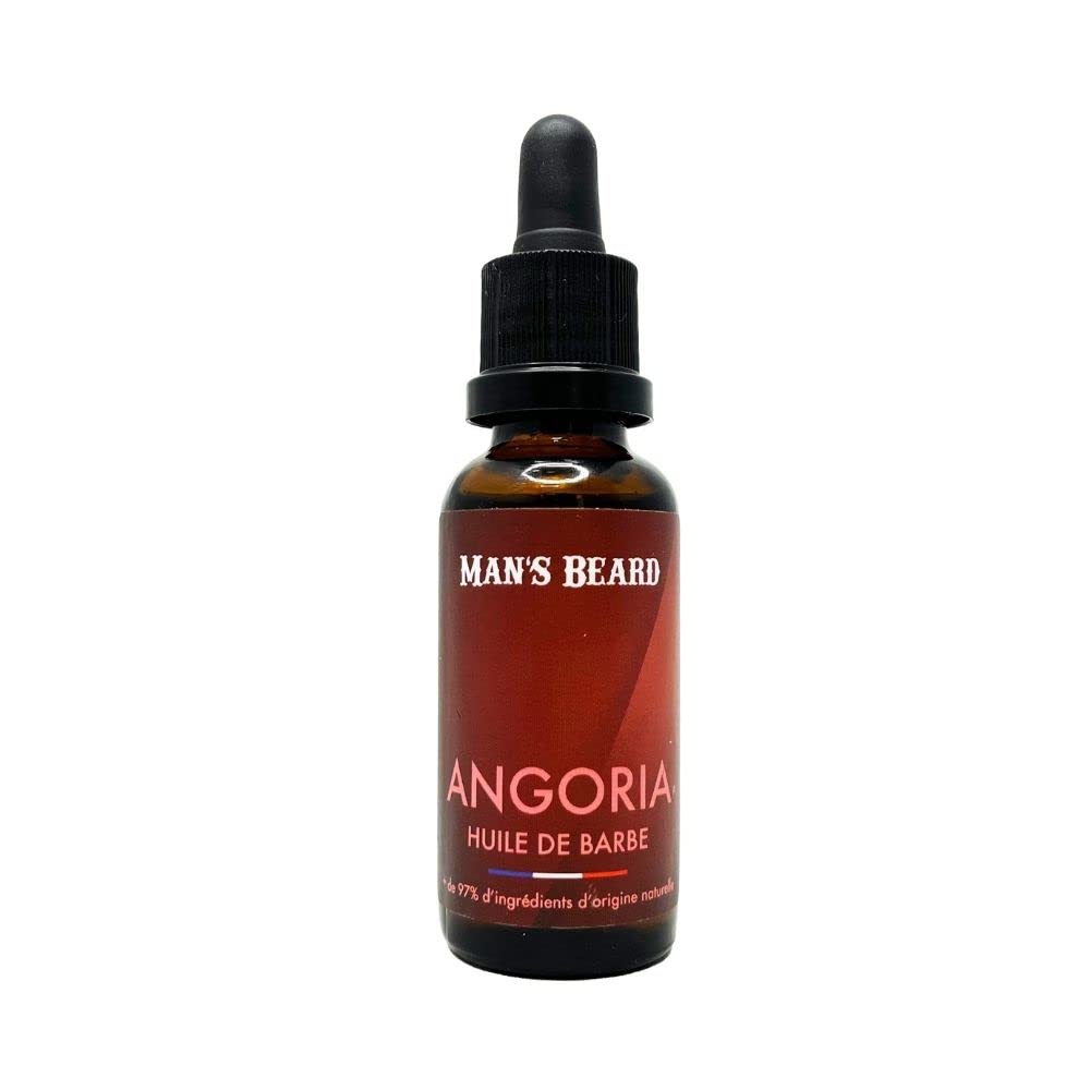 MAN'S BEARD - Huile de barbe - Fragrance Cuir ambré - 100% Fabrication Française - Ingrédients d'origine naturelle - 30 ml