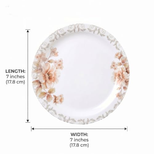 Image of Melamine Quarter Plates | Round Half Plate | Microwave Safe | Break Resistant | Plates for Snacks, Lunch, Dinner | Plates for Home, Office, Restaurant | Set of 6 | 7 Inch's (Lily Shine)