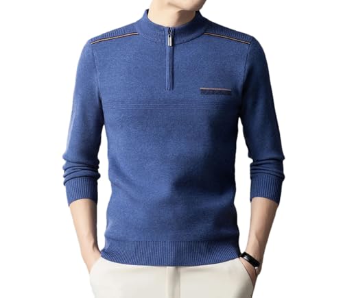 Men's Solid Color Half-Zip Pullover – Knit Sweater, Casual Long-Sleeve Jumper