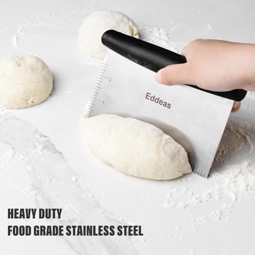 Eddeas Dough Scraper and Dough Blender, Multi-Purpose Scraper Chopper Dough Tools, Heavy Duty Stainless Steel and Non-slip handle Pastry Cutter Set, Great for Pastry, Pizza, Dough and Cake