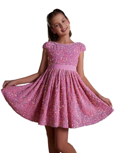 Sequin Flower Girls Dress Pageant Dresses Short for Princess Birthday Party Prom Formal Ball Gowns PY133