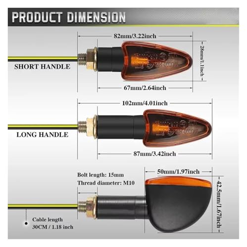 Luz trasera para motocicleta de 12V e intermitente universal de 10mm para Scooter 5