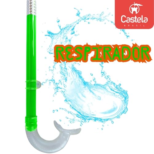 Kit Mergulho Infantil Máscara Snorkel Laranja Verde Piscina Praia Castela