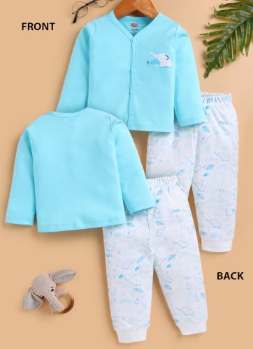 Image of LuvLap Baby Boys & Girls Regular Fit 100% Cotton Half Sleeves Jhabla & Shorts Set Pack of 2