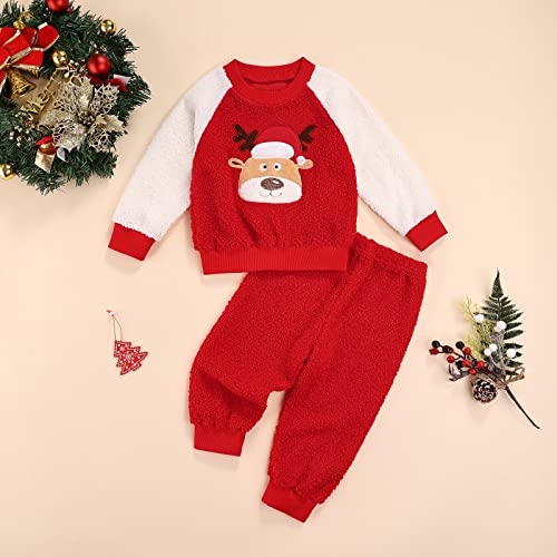 2 PCS Completo Pigiama Bambini Natale Felpa Bimba