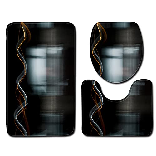 YouTownEU 3D-Textur-Druck 3-teiliges Badezimmer-Matten-Set Schnell trocknendes WC-Matten-Set Badematte Sockel Teppich…