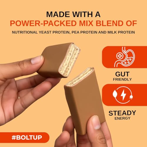 Image of Kyomi Bolt Bar Protein Wafer Bar | Choco Peanut Butter | 10g Protein | No Added Sugar | No Preservatives | 100% Vegetarian | Pack of 10 Bars (400g)