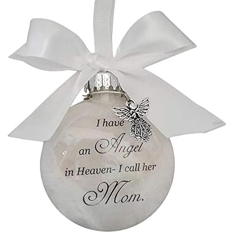 FEBUD Ornament Feather Ball Keychain I Have an Angel in Heaven I Call Him/Her Dad/Mom/Dau/Son/Grandpa/ma/Wife/Hunsband Memorial Ornament for Loss of He/She Forever in Our Heart Cover