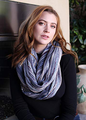 Anika Dali Women's Shimmer Sparkle Infinity Scarf- Festival Boho Bliss Fashion Scarf (Starry Blue) #TOP1