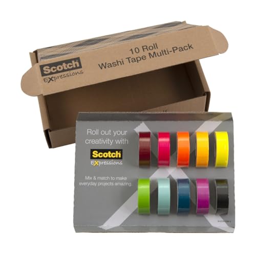 Image of Scotch Washi Tape, 10 Rolls, Great for Use in Bullet Journal, School Supplies, Craft Supplies, and Teacher Appreciation Gifts (C317-10-SIOC)