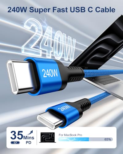 Image of 240W Samsung S26 S25Ultra Charger Cable Super Fast Charging Type C Cord 6FT | C to C Cable Fast Charging, Braided USB C High Speed Cord for Samsung Galaxy S26 Ultra S26+ S25Edge S24FE A17 A16 A57 A37 A27