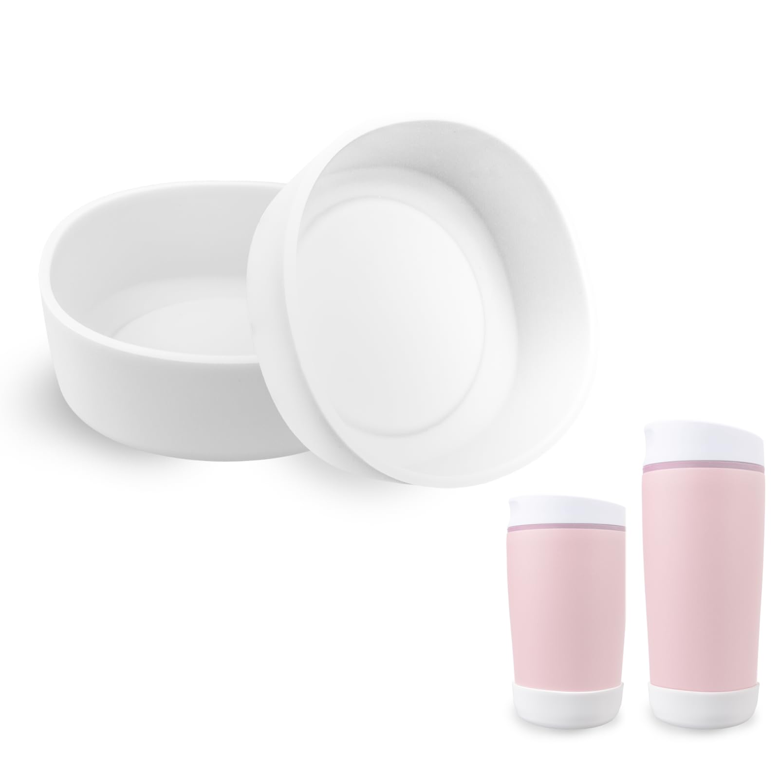 VANEST 2 Packs Silicone Boot Compatible with Owala SmoothSip Slider 12oz/20oz, Protective Sleeve for Coffee Tumbler Travel Mug Cup, Anti-Slip Boot Accessories, BPA Free (White)