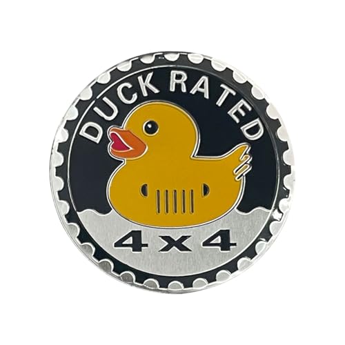 Duck Badge Rated Car Emblem, 4 x 4 3D Metal Car Badge Decals Stickers Round Emblem Decals, Auto Exterior Emblems Badge Compatible with Vehicles Trucks SUV RV (Duck Rated-B)