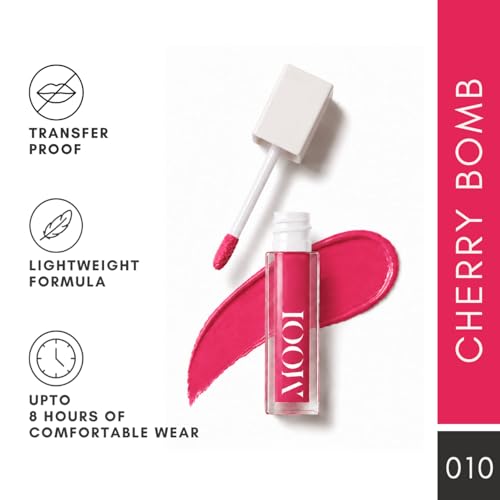 Image of Liquid Matte Lipstick - Cherry Bomb, Cherry Pink Red | Food-Proof, Transfer-Proof, Lightweight | Lasts Up to 8 Hours | 5 ml