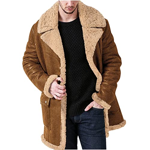 NUSGEAR Chaqueta de cuero Hombre Otoño Invierno Moda Abrigo gruesa Sobretodo PU Deportivo bomber solapa Cárdigan impermeable moto bolsillo Outwear Tops cálida Clásico Talla grande 2024