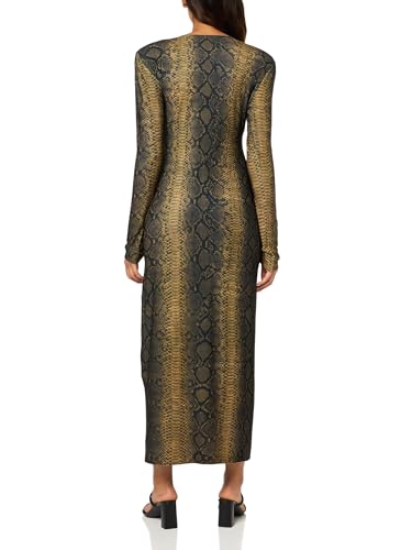 Image of Norma Kamali Long Sleeve Shoulder Pad Side Slit Gown