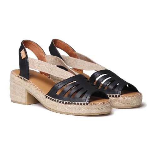 Toni Pons Sandalias de tacón Dima para Mujer, Negro/Negro, 38 EU