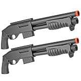 BBTac Airsoft Shotgun Shorty Pump Action Spring Powered Airsoft Gun M401 Powerful FPS with Clip Tactical Training Gun (2-Pack)
