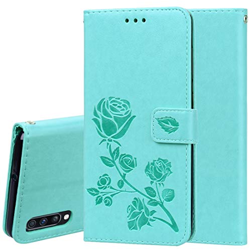 Lcg Rose - Custodia in pelle PU con apertura orizzontale in rilievo per Galaxy A70, con supporto e slot per carte di credito e portafoglio (colore verde) (colore: verde)