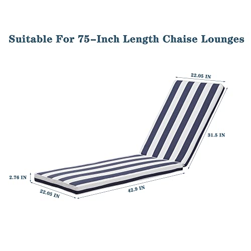 Kcelarec Set Of 2 Outdoor Chaise Lounge Cushion,Stylish Patio Lounge Chair Cushion (Stripe) #TOP1