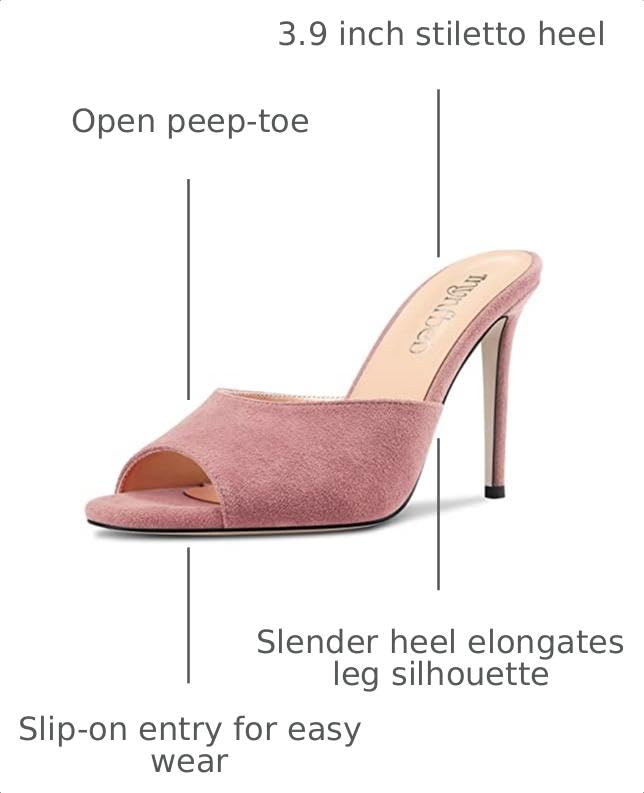 Image of TNYNFBEB Women Stiletto High Heel Peep Open Toe Sandals Slingback Slip-on Wedding Office Cute Basic Classic 3.9 Inches Heels