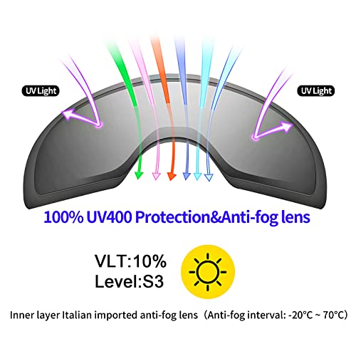 Image of Supertrip Snow Ski Goggles Anti-Fog 100% UV Protection Snowboard Skiing Goggles (Black Frame /Gray Lens (vlt 10%))