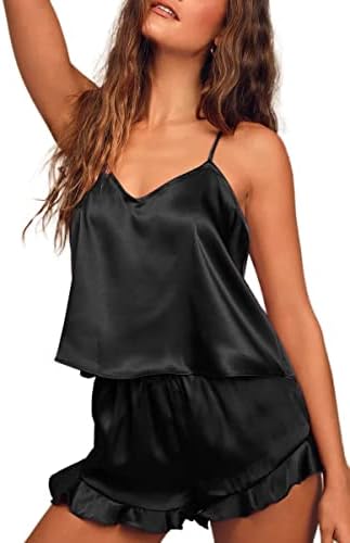 Ekouaer Satin Pajama Set for Women Silk Pjs Sets Camisole Top and...