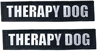 Albcorp Reflective Therapy Dog Patches with Hook Backing for Service Animal Vests/Harnesses Small (4.6 X 1) Inch