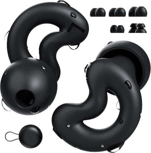 RelaxCharm Ear Plugs for Sleeping Up to NRR24dB-Ultra Soft, Reusable Silicone Earplugs for Sleep Snoring, Side Sleepers-10 Ear Tips in XS/S/M/L/Double Layer- Cool Black