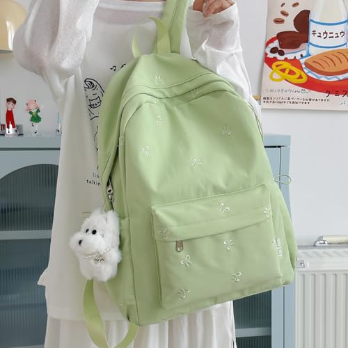 Bowknot Backpack Adjustable Strap Bookbags for Girl Women Travel (Green)2